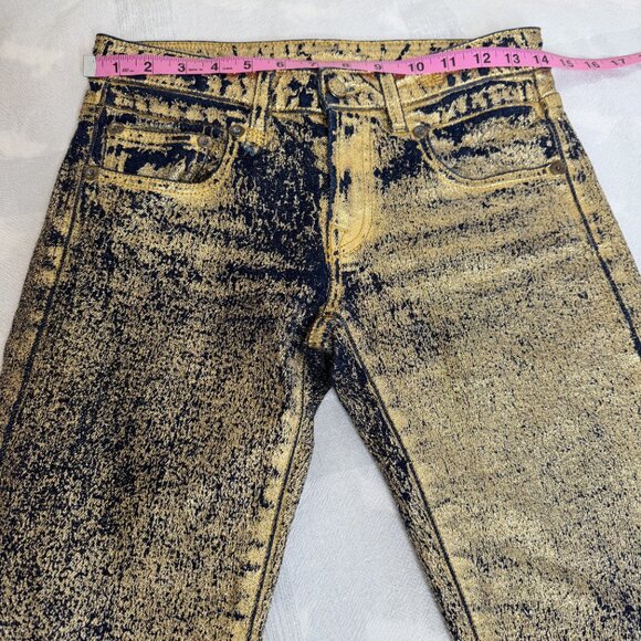 R13 Boy Straight Jeans Size 25 – Stretch Gold Indigo, Mid-Rise Cropped Straight - Picture 6 of 13